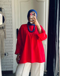 Extension Wrap Blouse in Red