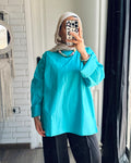 Extension Wrap Blouse in Turquoise