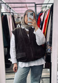 Suede Vest in Dark Brown