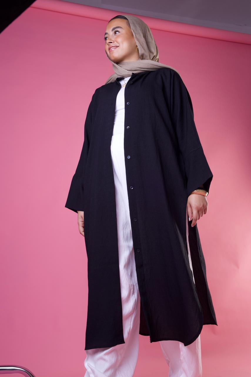 Slit Cut Long Shirt In Black