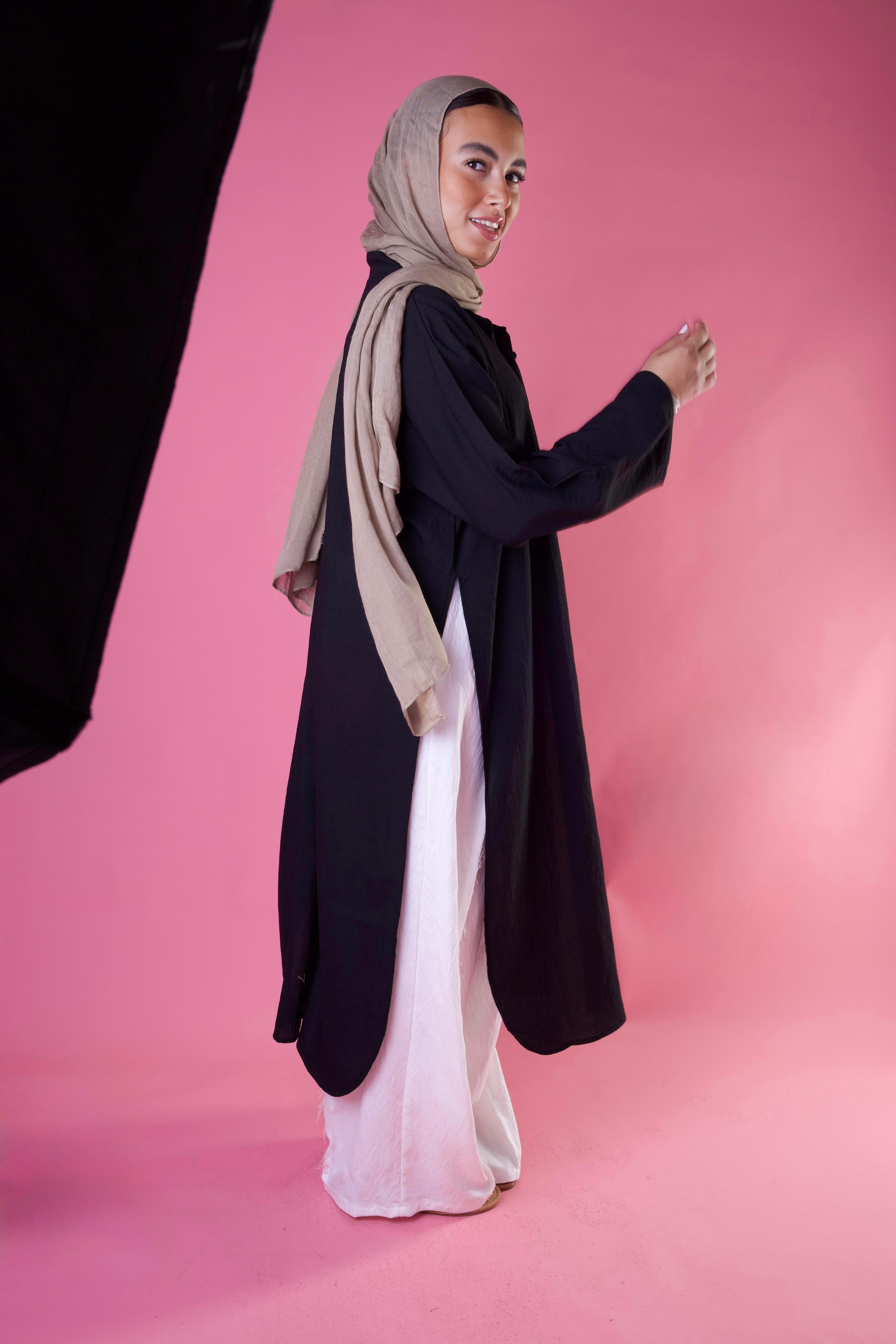 Slit Cut Long Shirt In Black