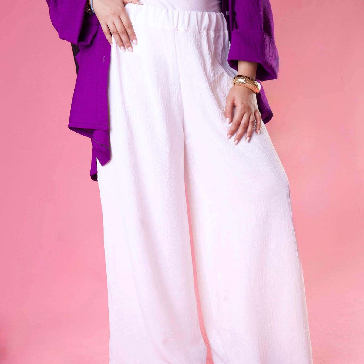 Signature Wide Leg Pants In White