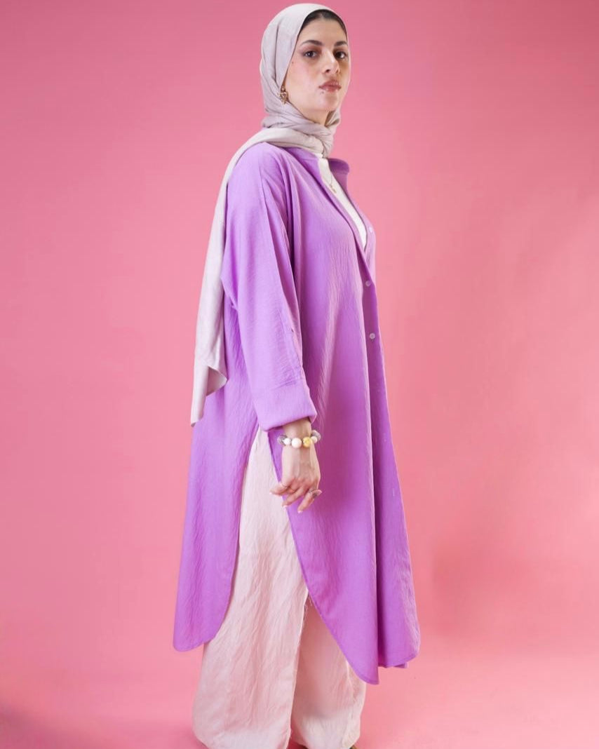 Slit Cut Long Shirt In Lavender