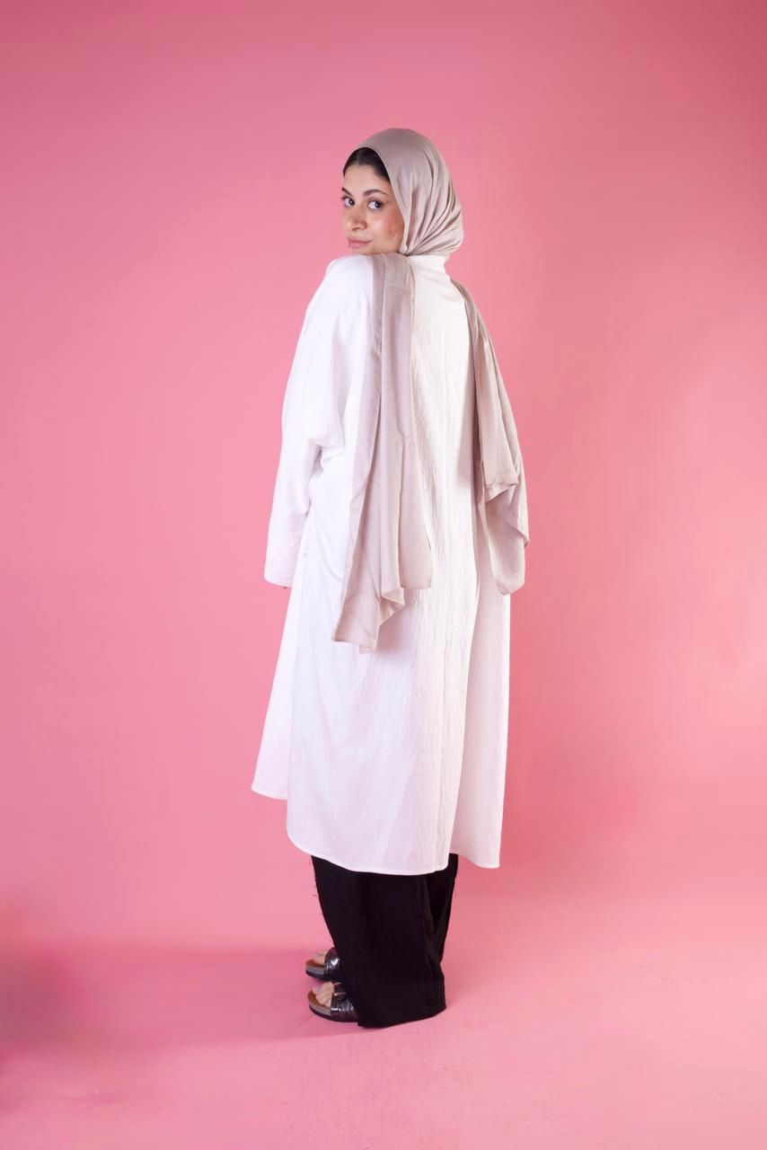Slit Cut Long Shirt In White