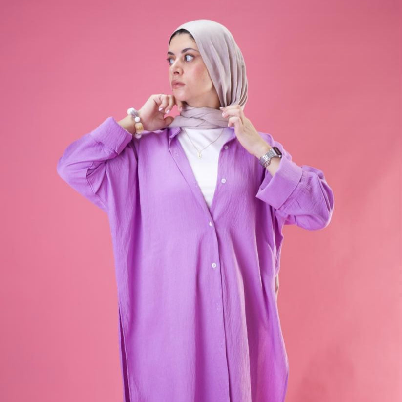 Slit Cut Long Shirt In Lavender