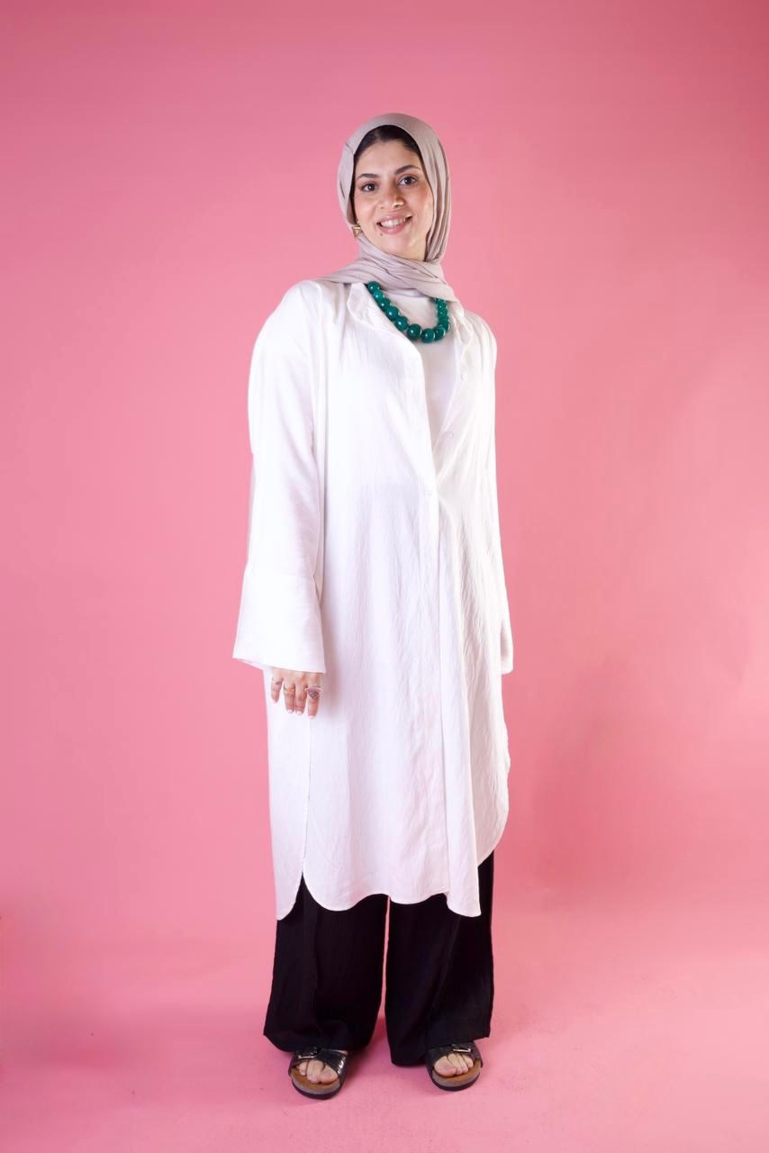 Slit Cut Long Shirt In White
