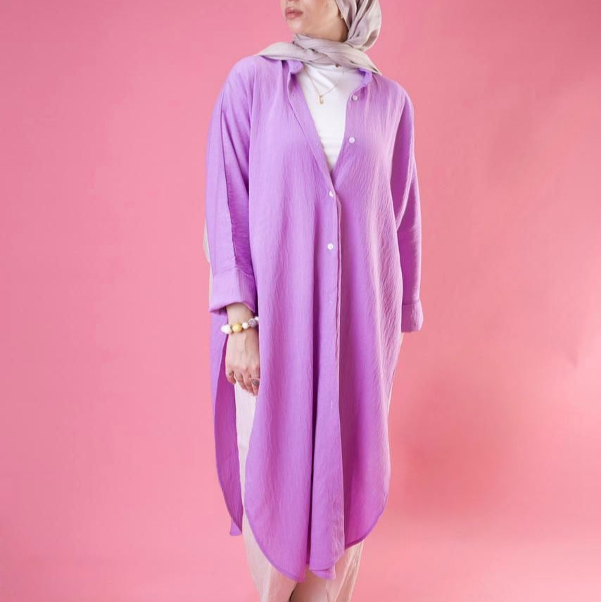 Slit Cut Long Shirt In Lavender