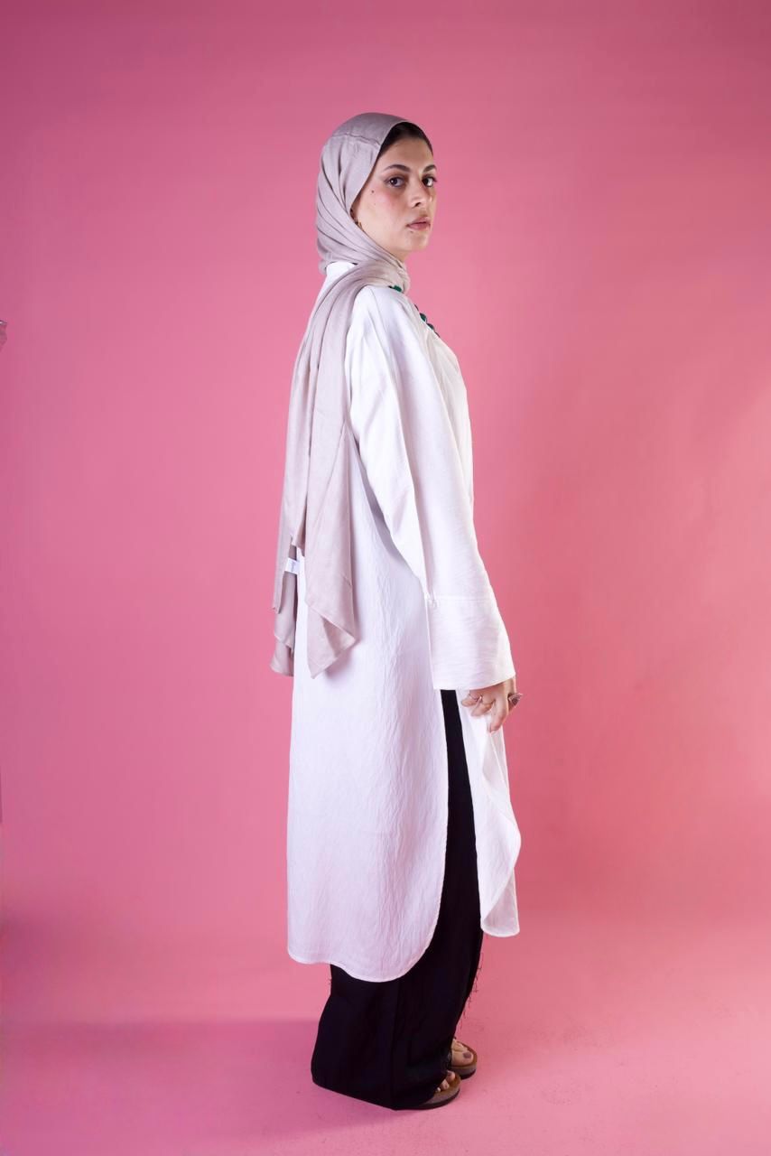 Slit Cut Long Shirt In White