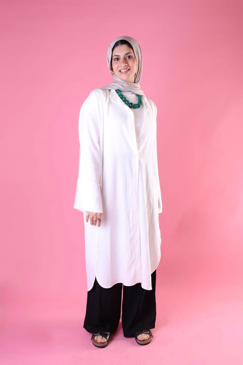 Slit Cut Long Shirt In White