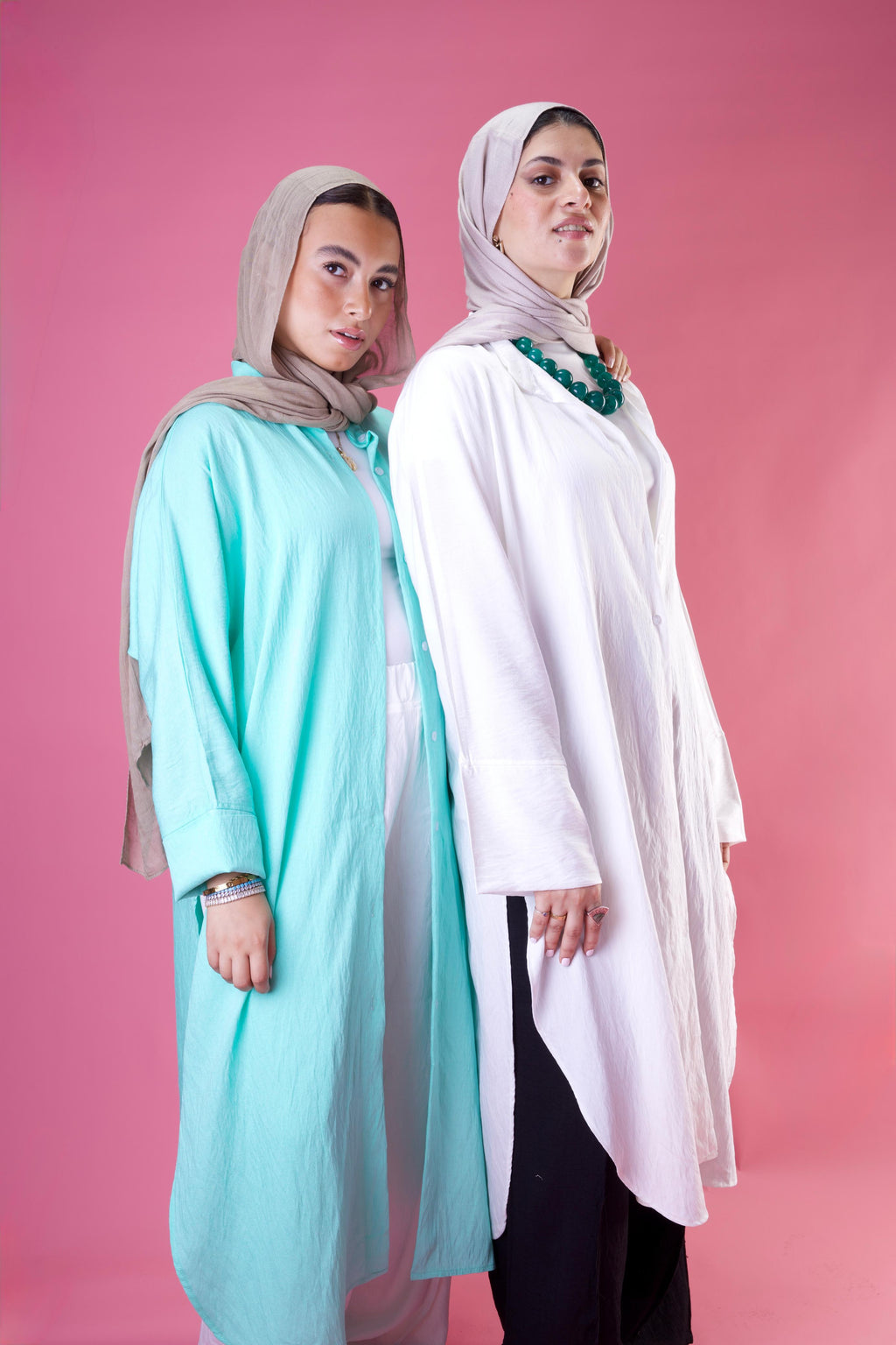 Slit Cut Long Shirt In Aqua