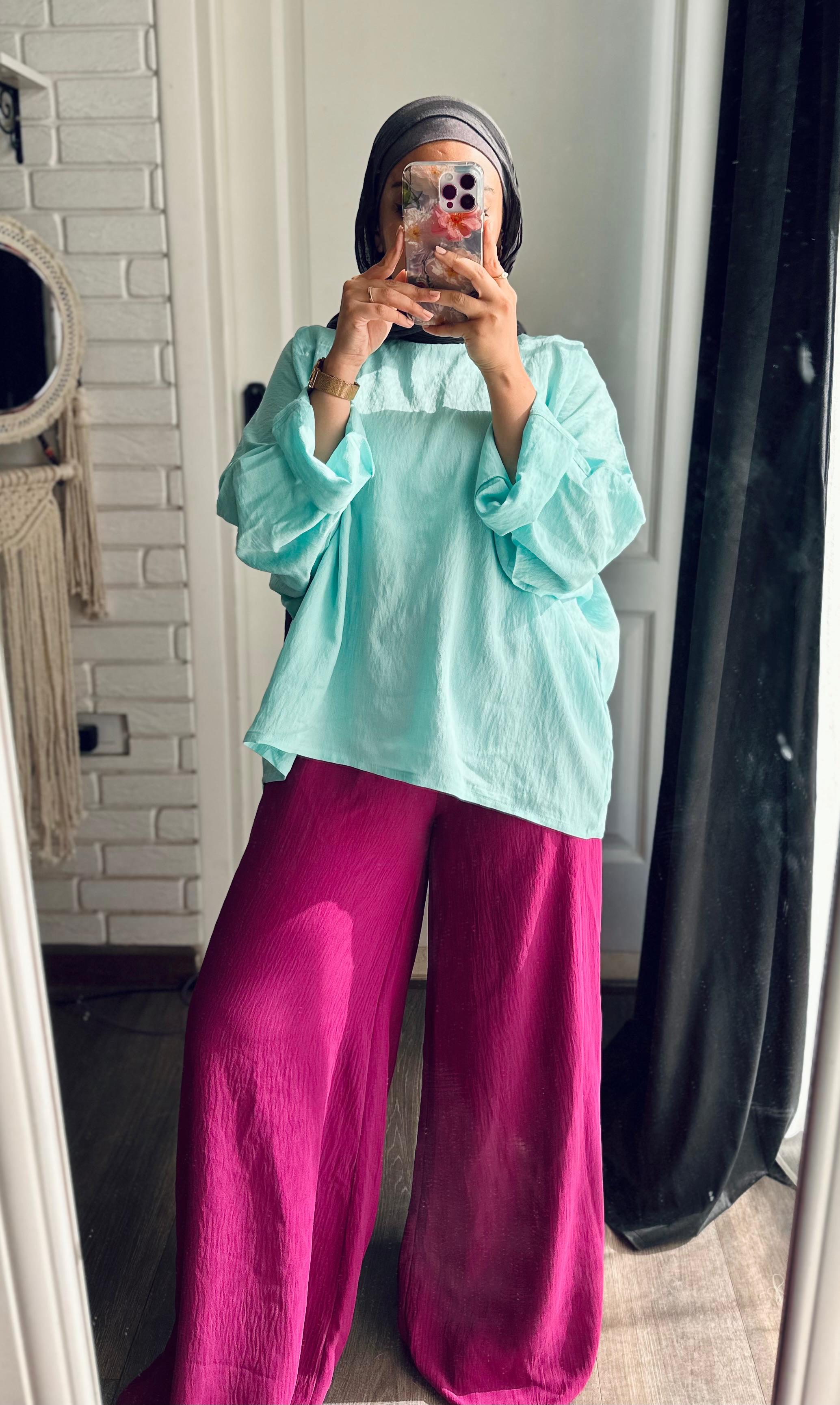 Signature Wide Leg Pants In Dark Fuchsia