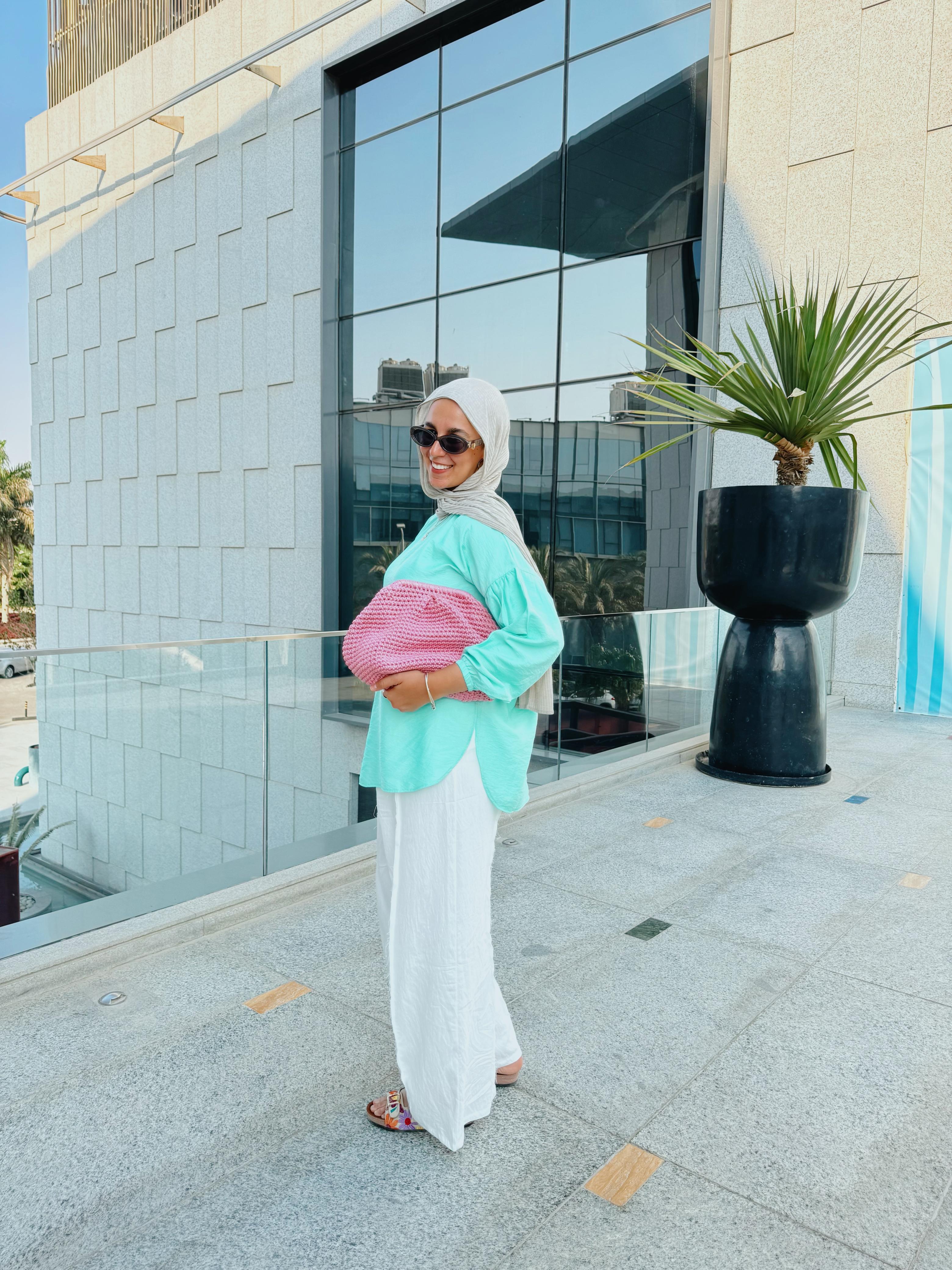 Softline Ruffle Blouse in Aqua