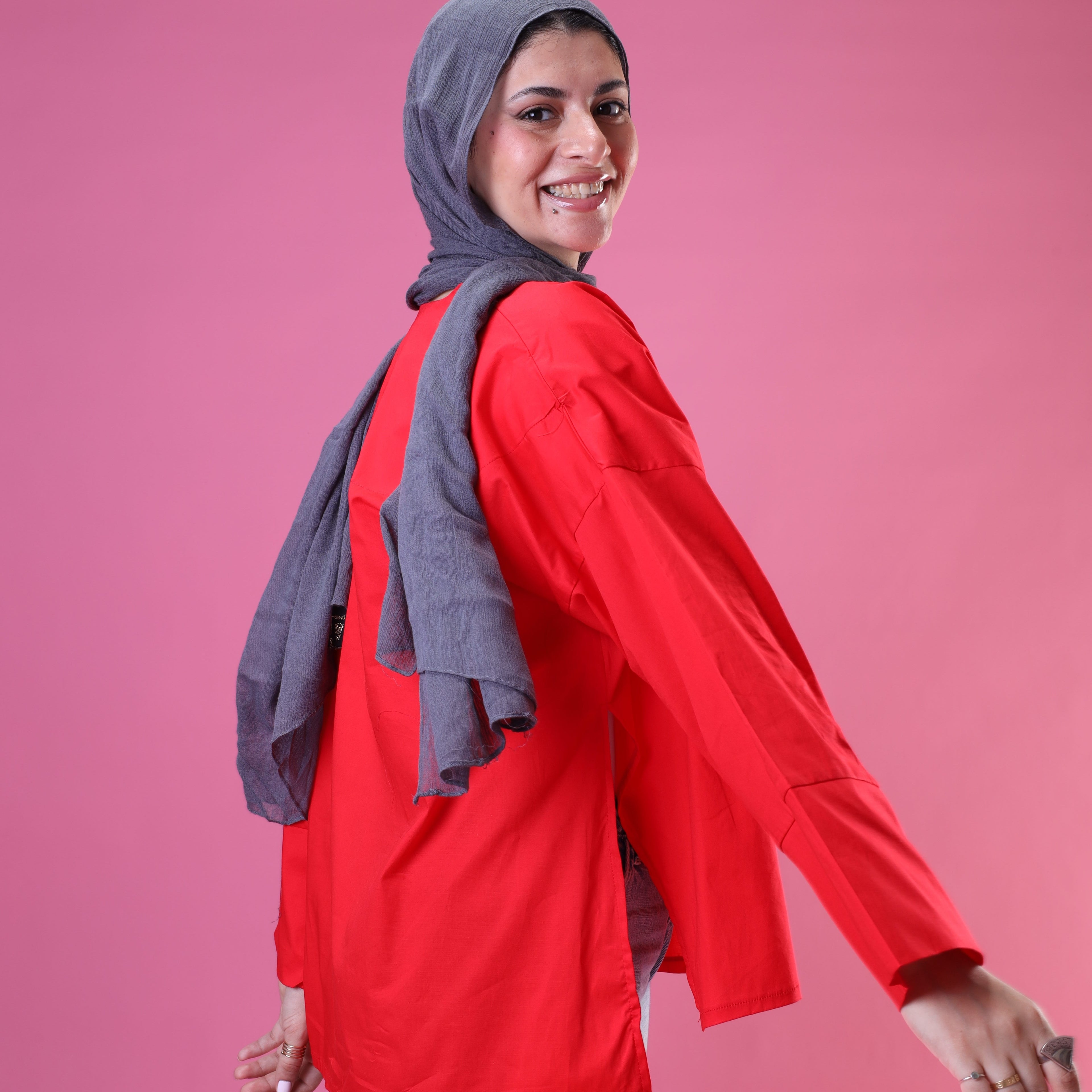 V-Cut Neck Top In Red