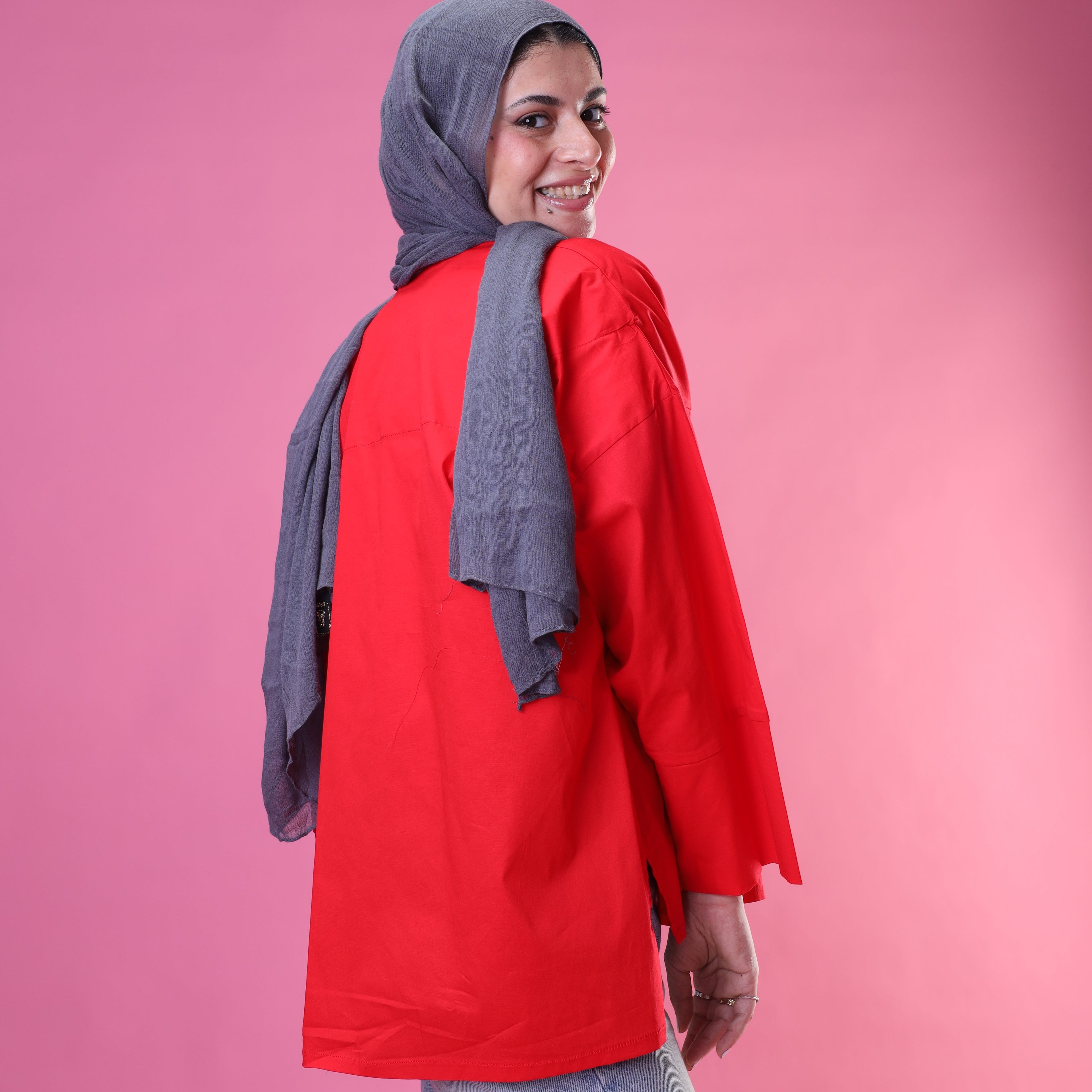 V-Cut Neck Top In Red