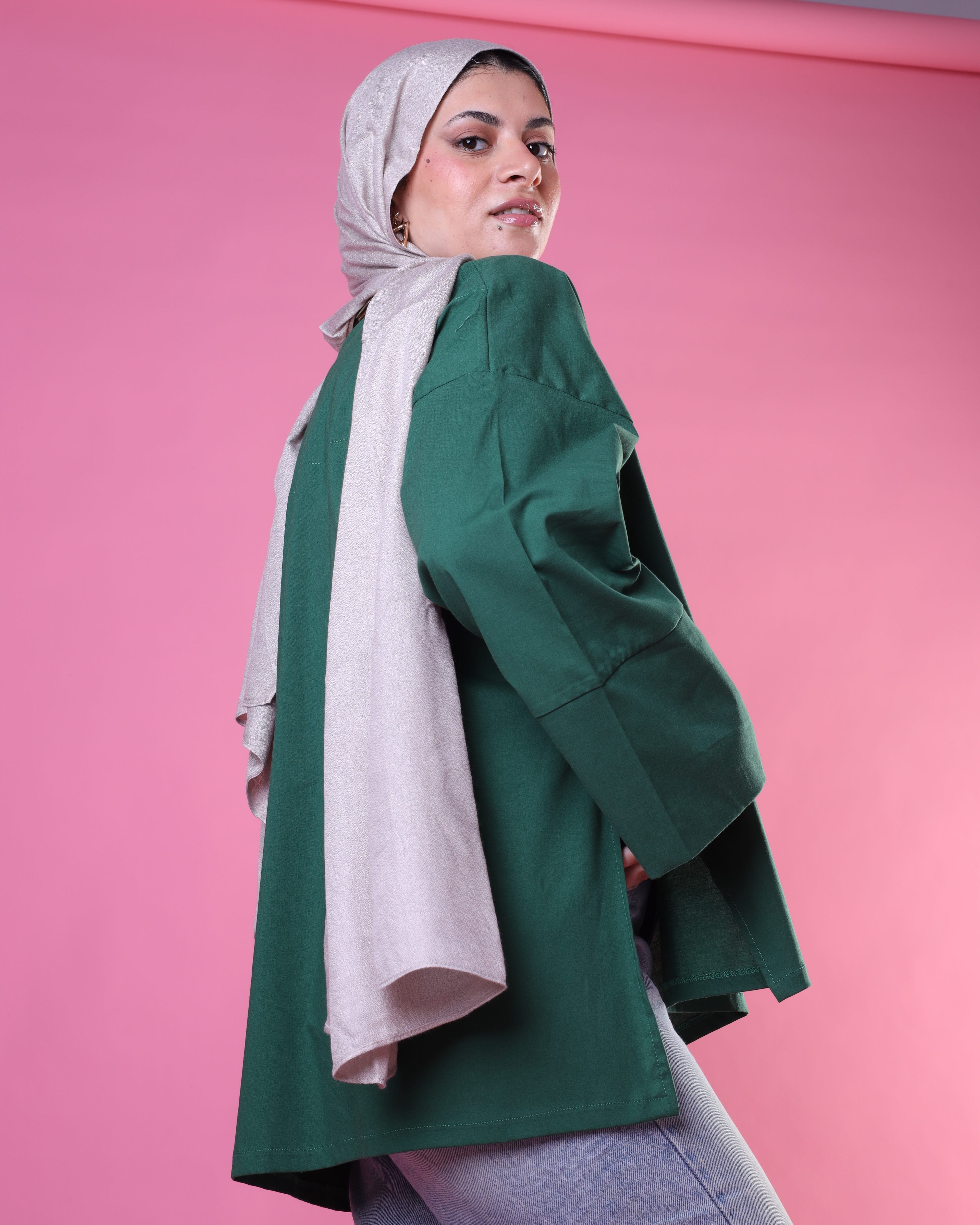 V-Cut Neck Top In Green