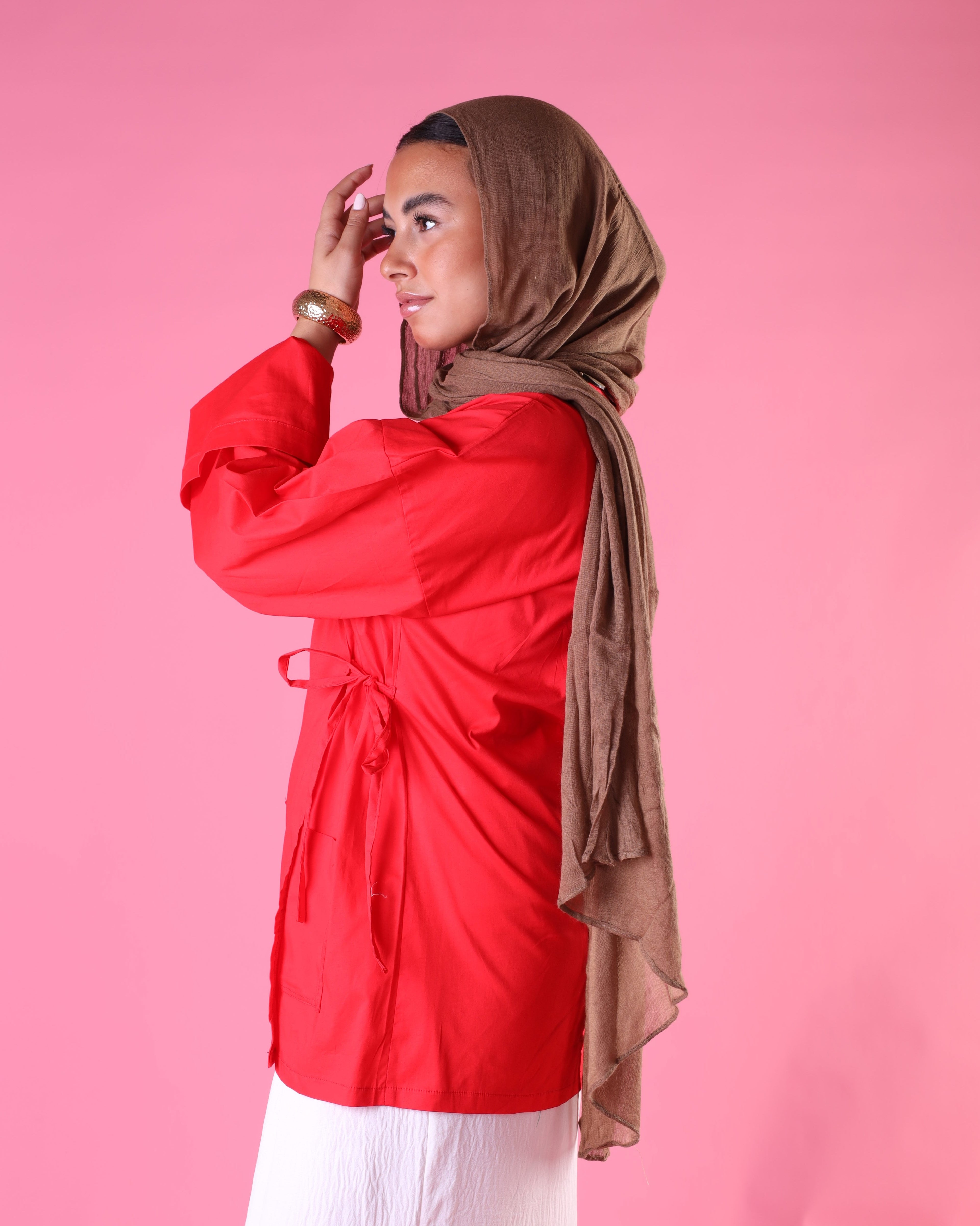 Tied Up Wrap Blouse In Red