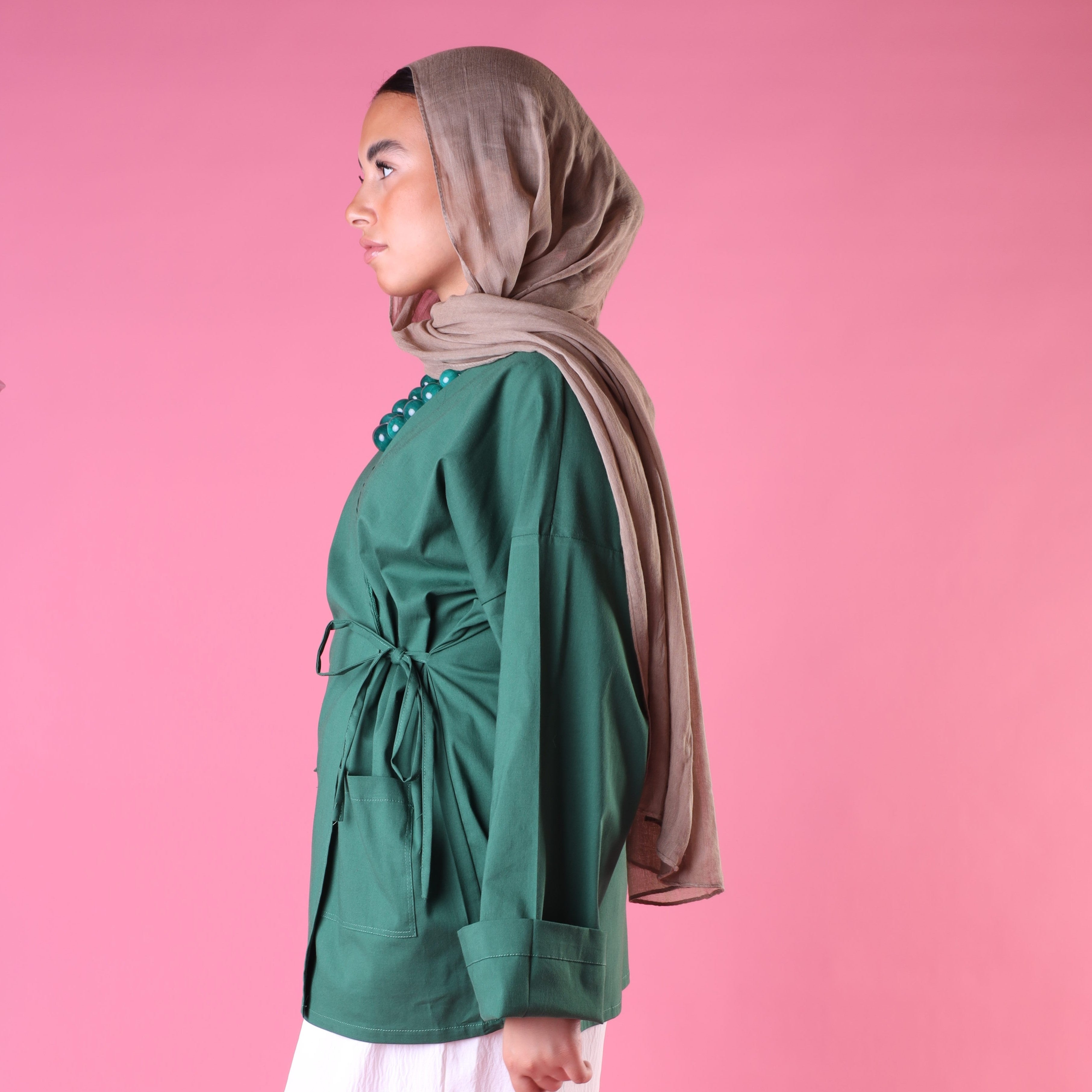 Tied Up Wrap Blouse In Green
