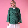 Tied Up Wrap Blouse In Green