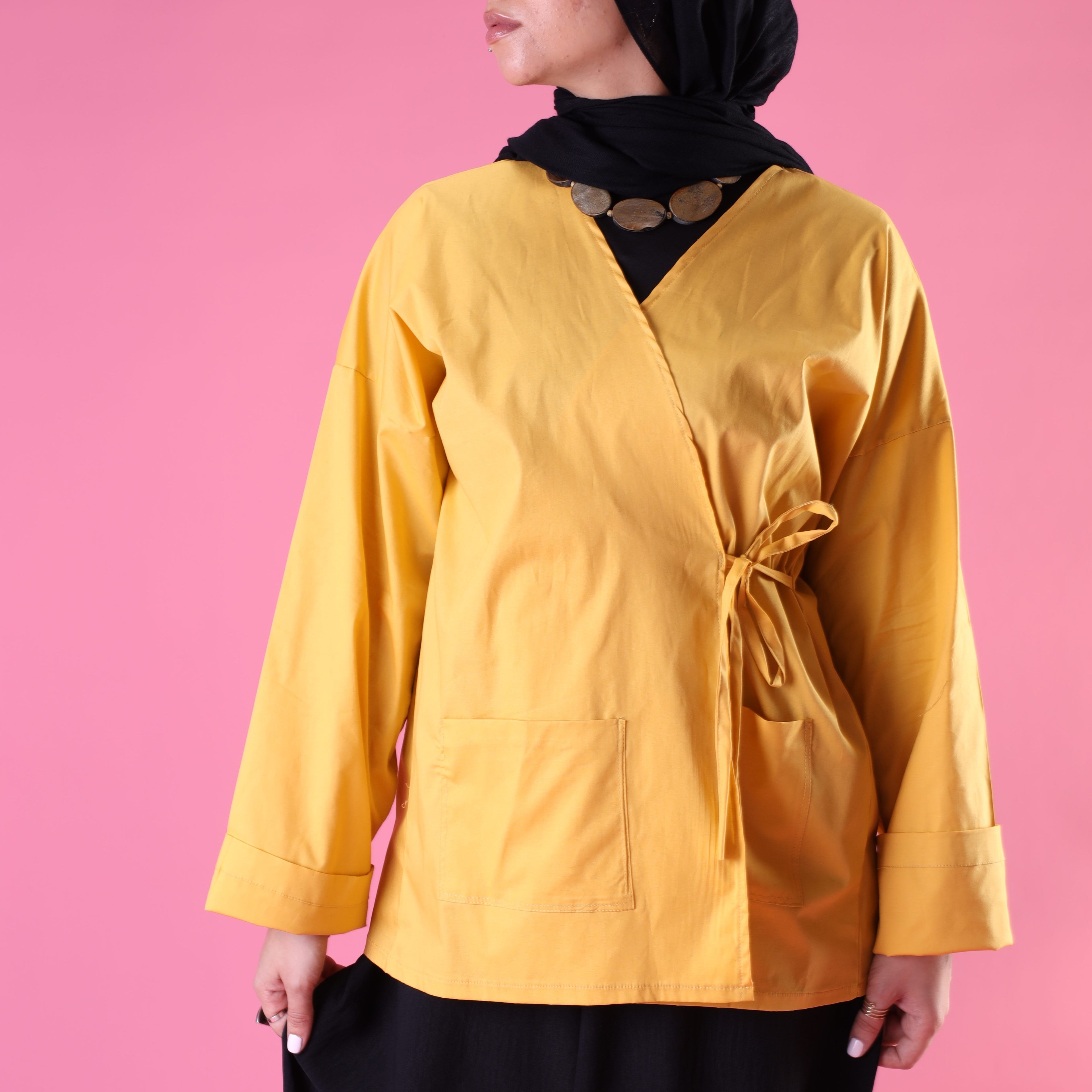 Tied Up Wrap Blouse In Yellow