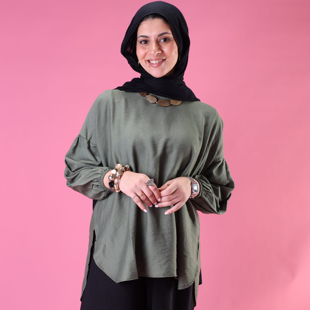 Softline Ruffle Blouse in Olive