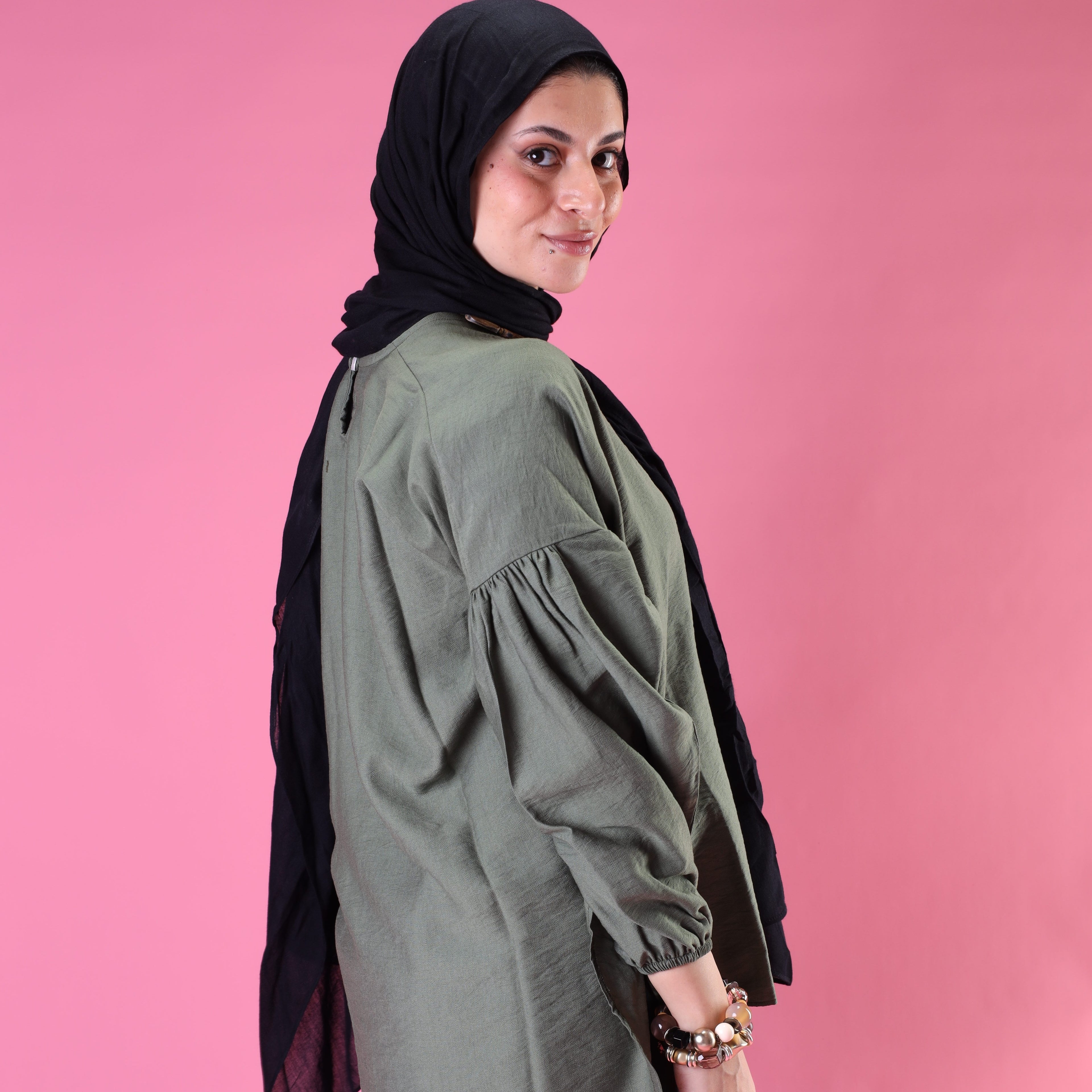 Softline Ruffle Blouse in Olive