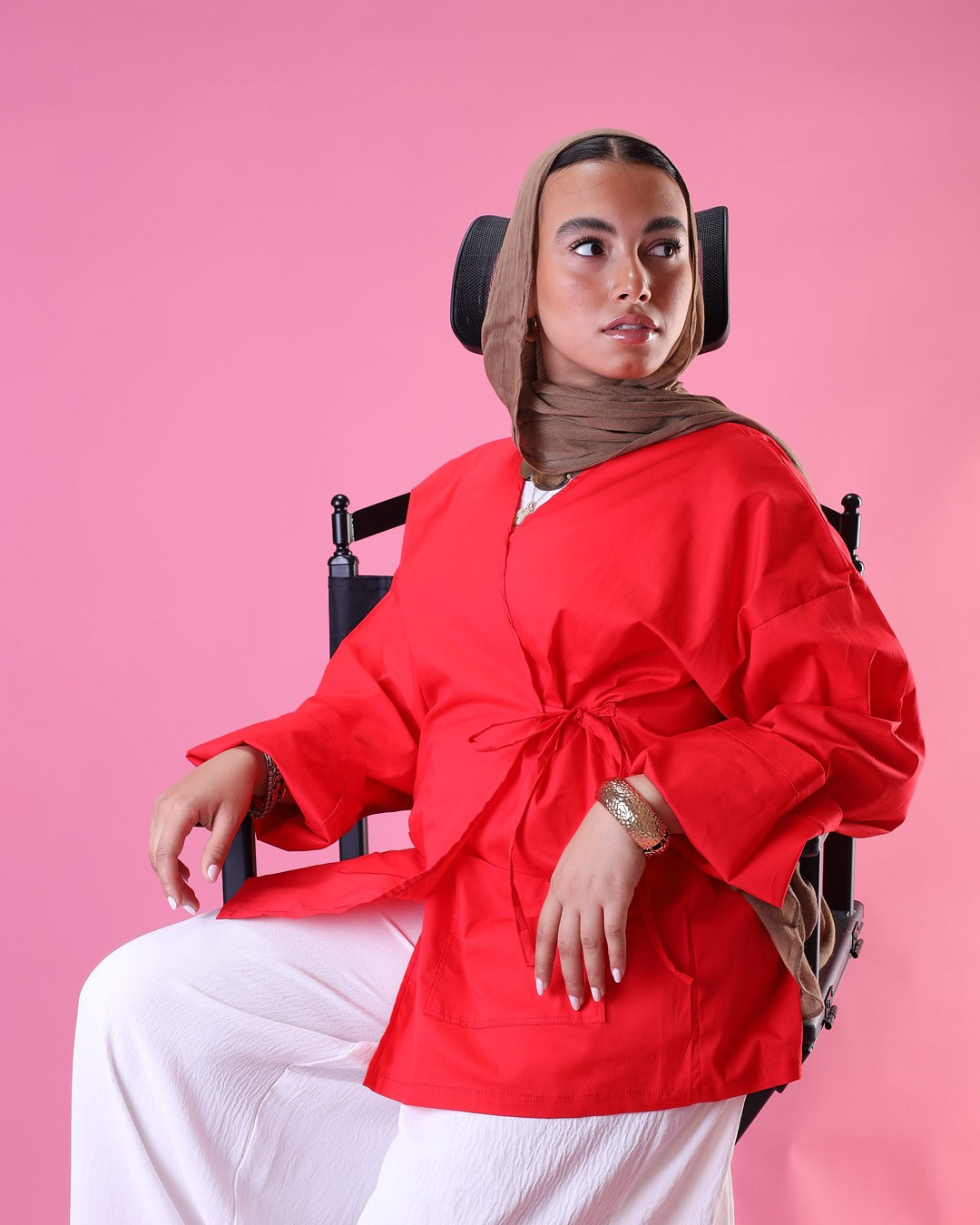 Tied Up Wrap Blouse In Red