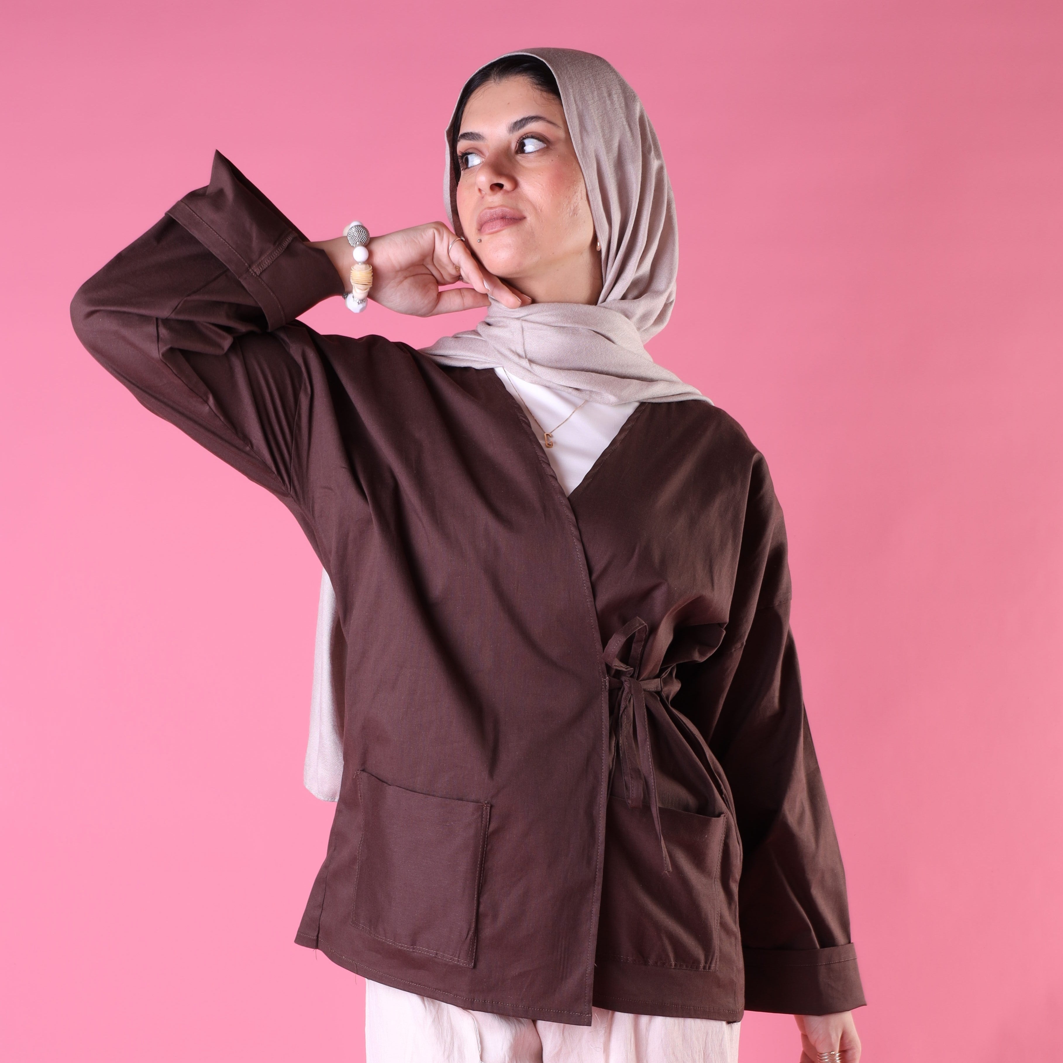 Tied Up Wrap Blouse In Brown