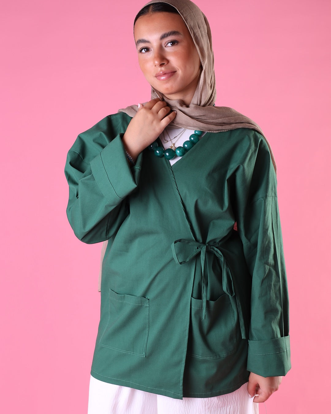 Tied Up Wrap Blouse In Green